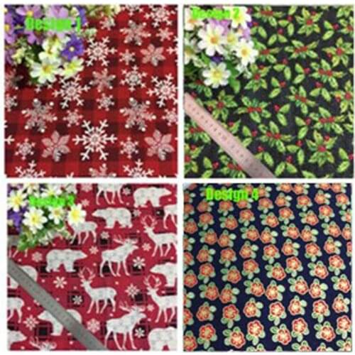 Brand New Design Quality Red Green Christmas Snowflake Tree Flowers Printed Cotton Fabric For DIY Sewing Decoration