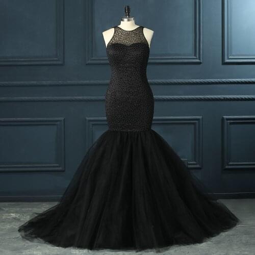 Plus Size Illusion Black Mermaid Prom Dress Froml Dress Formal Party Dress Custom