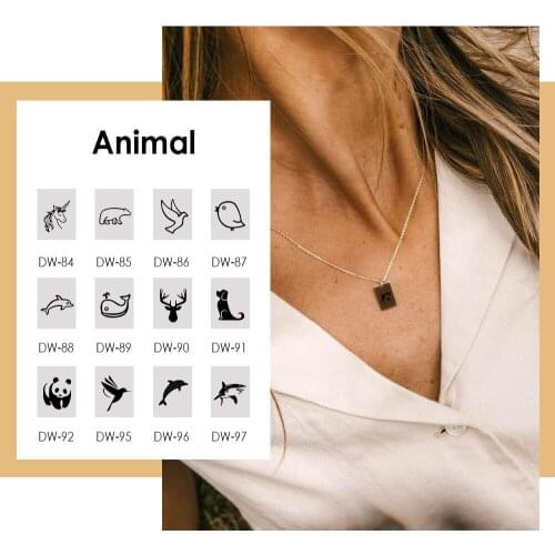 Visunion Square Stainless Steel Necklace Rose Gold Color Panda Penguin Dog Custom Pattern Necklace Jewelry for Friends Gift New