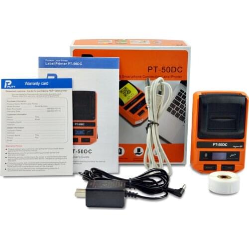 PUTY Label Printer PT-50DC Full Automatic Bluetooth Machine Wireless Thermal Receipt Label Printer MINI Mobile Portable Printer