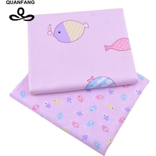 QUANFANG Cartoon Pattern/Twill Printed Cotto Fabric For DIY quilts Cloth Quilting Sewing Baby Children bird Material,Half Meter