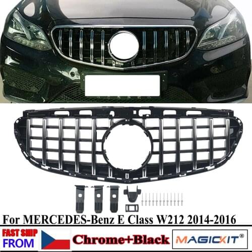 MagicKit GT GTR Panamericana Black+Chrome Grill 14-16 For Mercedes Benz E Class W212 Facelift German Stock