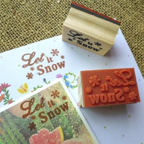 Christmas Snowflakes Seal Let It Snow Stamp Wooden Rubber Stamps For DIY Card Tag Scrapbooking Stationery Christmas Decoration