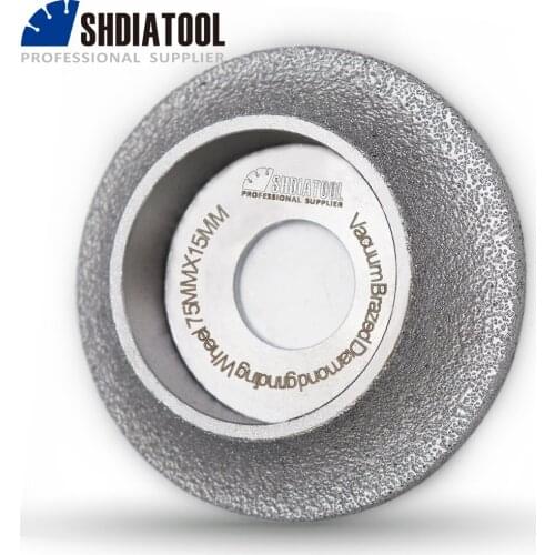 DIATOOL 1/4 Round Hand Profile wheel, Vacuum Brazed Diamond grinding wheel, Dia75mmx15mm Demi-bullnose edge profile