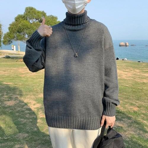 INXYZ Autumn Winter Warm Men Turtleneck Sweaters Solid Color Korean Man Casual Knitter Couples Pullovers 2021 Unisex