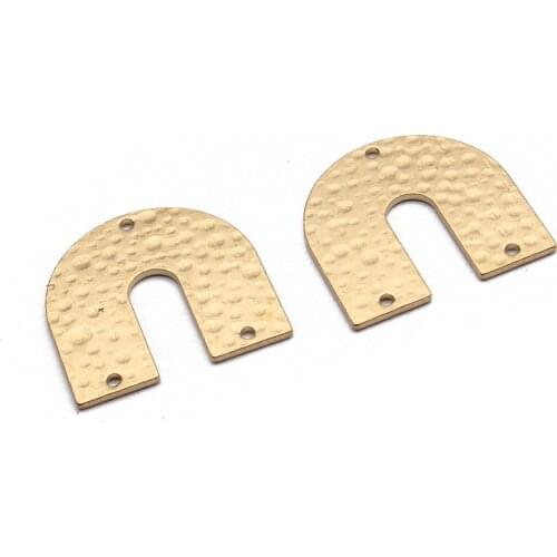 10pcs Hammered Brass U shaped Charm Connnector diy Jewelry Findings Making Supplies 21x21mm