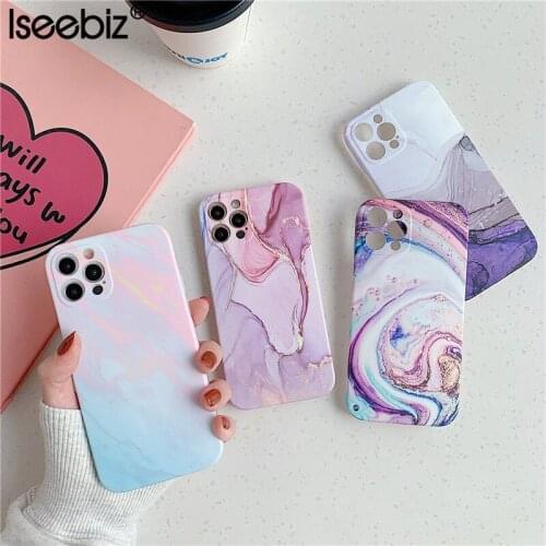 Vintage Marble Texture Phone Case For iPhone 11 12 Pro Max Mini X XR XS 7 8 Plus SE 2020 Camera Protection Matte Soft IMD Cover