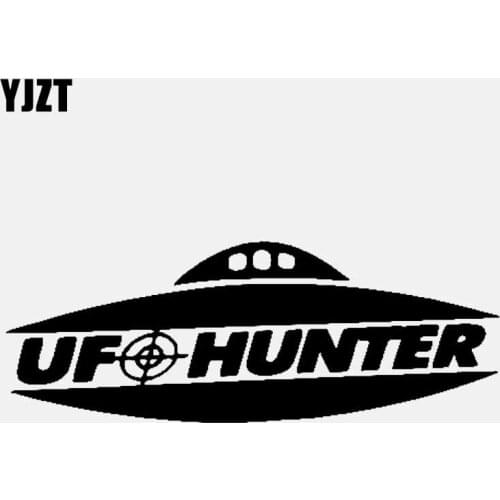 YJZT 13.9CM*5.2CM UFO HUNTER Vinyl Decal Car Sticker Alien Space Hunter Black/Silver C3-0538