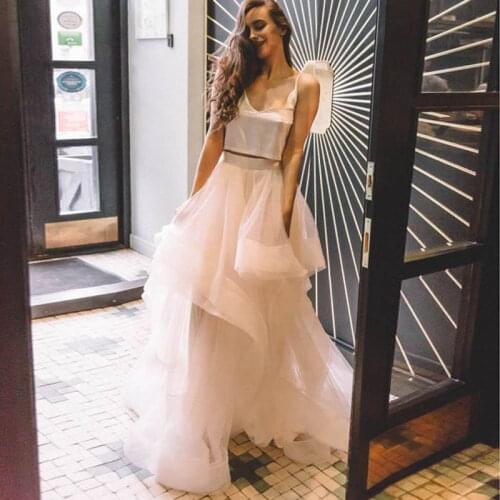 Fashion Layered Women Long Prom Skirt High Waist Ruffled Floor Length Maxi Skirt Draped Saia Wedding Party Gown