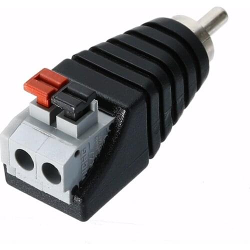 1pc Speaker Wire Cable To Audio Male RCA Connectors Adapter Jack Press Plug Connector