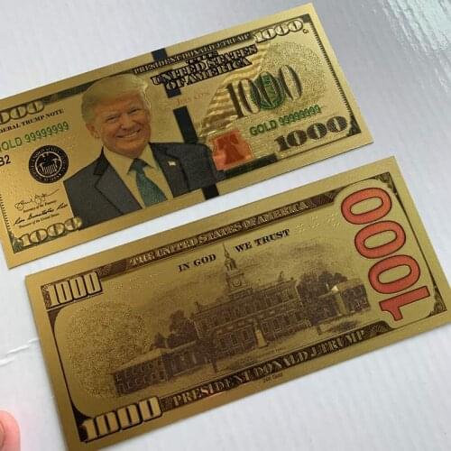 1pc US Donald Trump Commemorative Coin President Banknote Non-currency $1000