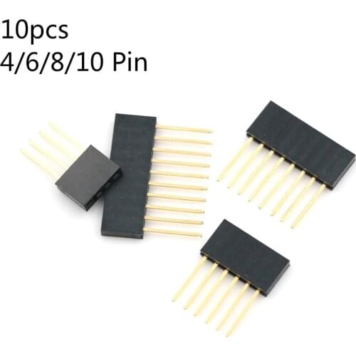 10pcs 2.54mm 4/6/8/10 Pin Stackable Long Legs Femal Header For Arduino Shield
