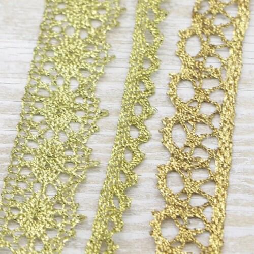 10YADR 1-2.5cmMIX STYLE Gold Thread Embroidery Lace Accessories DIY craft wedding doll dress