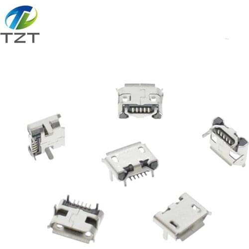 100pcs Micro USB 5P,5-pin Micro USB Jack,5Pins Micro USB Connector Tail Charging socket mini USB