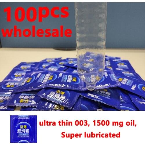 100PCS Wholesale Condoms Ultra Thin 003 Smooth Condom Full Oil Smooth Lubricated Condoms For Men Contraception Penis Sleeve