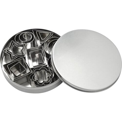 Cookie Cutter Stainless Steel 24 PCS Cookie Cake Cutters with Box DIY Mini Cookie Cutter with Heart Star Triangle-Shape Ellipse