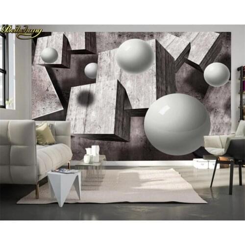 Beibehang Custom 3d wallpaper mural 3D three-dimensional personality geometric cement brick wall ball tooling background wall