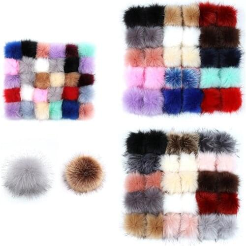 6PCs Sewing Pompom Hairball Hat Ball Fake Fox Fur Hat Ball Pom Pom DIY Handmade Clothing Hat Pompoms Accessories 8cm