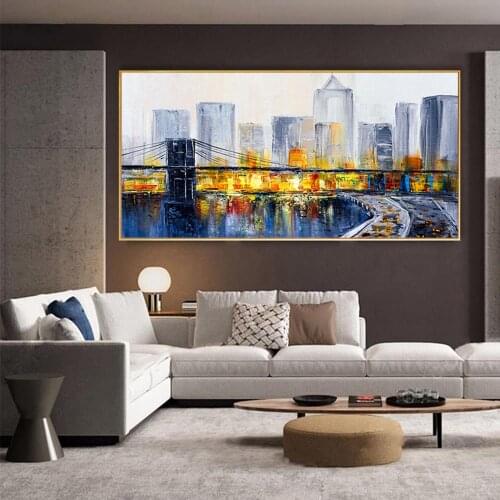 High Quality Abstract Posters Prints Oil Painting City View Canvas Painting Art Picture For Living Room Modern Cuadros Decor