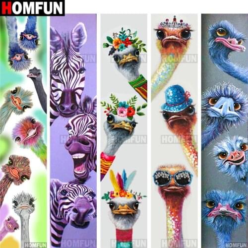 HOMFUN Full Square/Round Drill 5D DIY Diamond Painting "Animal Ostrich zebra" 3D Diamond Embroidery Cross Stitch Home Decor Gift