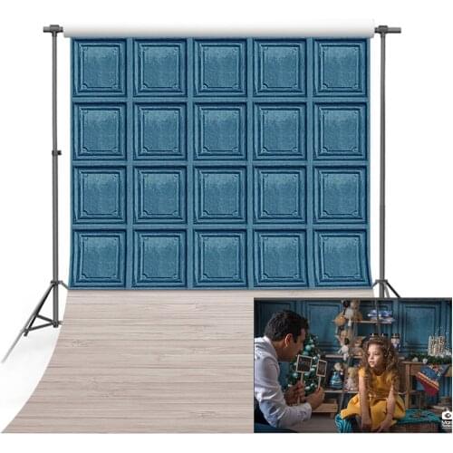 Avezano X-MAS Backdrop Blue Square Wall Wooden Floor Children Portrait Photography Background Photo Studio Photocall Decor Props
