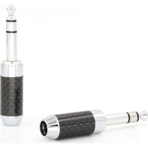 B601 Carbon Fiber body Rhodium plated 6.35mm Stereo Male plug Jack