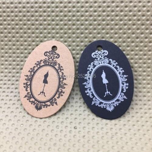 Custom clothing kraft paper tag/jewelry price tag/garment printed label/oval cardboard tag/gift packing label 1000 pcs a lot