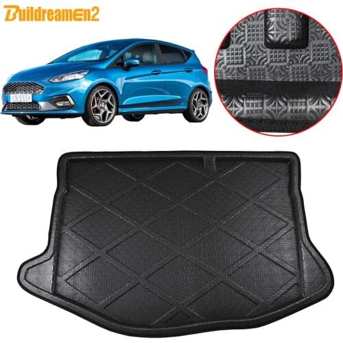 Buildreamen2 Car Trunk Mat Tail Tray Boot Liner Floor Cargo Luggage Carpet Pad For Ford Fiesta Hatchback 5-Door MK7 2009-2017