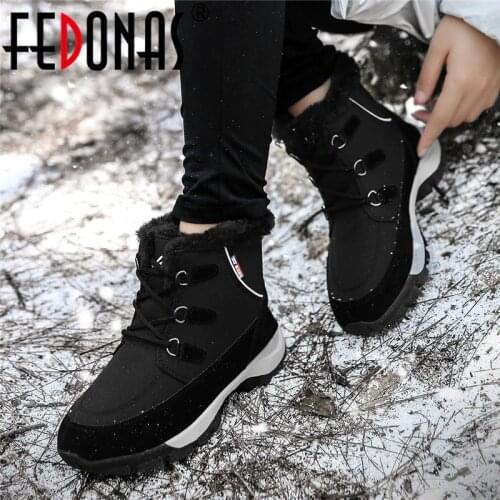 FEDONAS Newest Ladies Quality Snow Boots Winter Warm Women Ankle Boots Flats Platform Casual Basic Shoes Woman Brand Short Boots