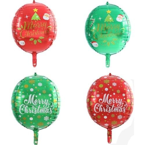 4D Christmas Tree Snowflakes Foil Balloons Green Red Merry Christmas Helium Globos Birthday Decoration Party Supplies 5Pcs 22IN