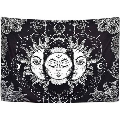 1Pcs Mandala Tapestry White Black Sun And Moon Wall Hanging Gossip Tapestries Hippie Rugs Dorm Decor Blanket Fabric Background
