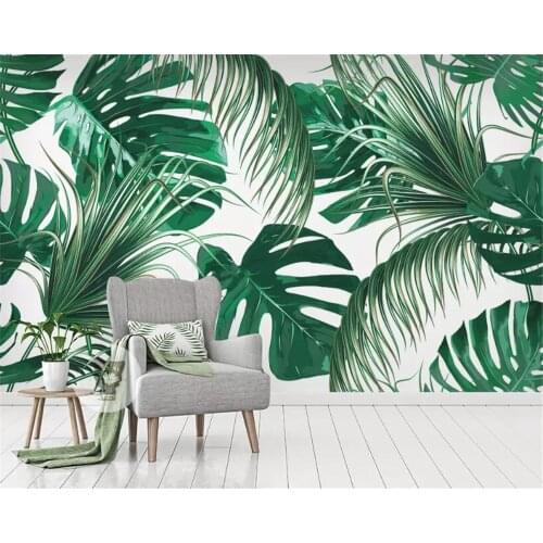 Beibehang Custom Photo Wallpaper mural 3D Modern Hand Painted Tropical Rainforest Banana Leaves painting wall paper home decor