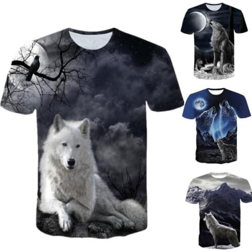 Men Wolf Printed T Shirts 2021 Summer Casual O-Neck Short Sleeve 3D T-Shirts Male Fashion Sport Top and Tees Hip Hop Streetwear