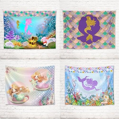 Mermaid Tapestry Marine Theme Wall Hanging Room Carpet Colored Fish Scales Tapestries Cloth Decor Home Decoration Accessories