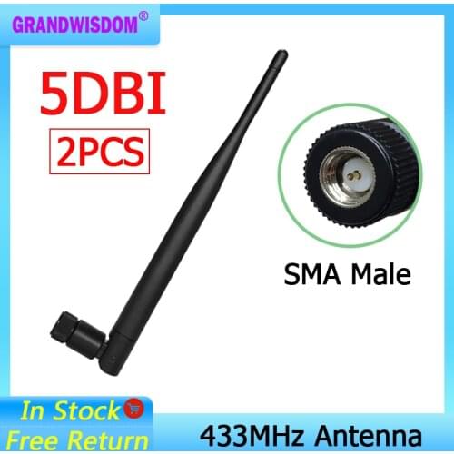 2pcs 433MHz Antenna 5dbi SMA Male Connector folding 433 mhz antena waterproof directional antenne wireless Receiver for Lorawan