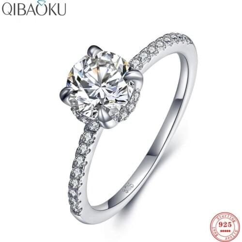 Classic Luxury Real Solid 925 Sterling Silver Ring 10 Hearts Arrows Zircon Wedding Jewelry Rings Engagement For Women