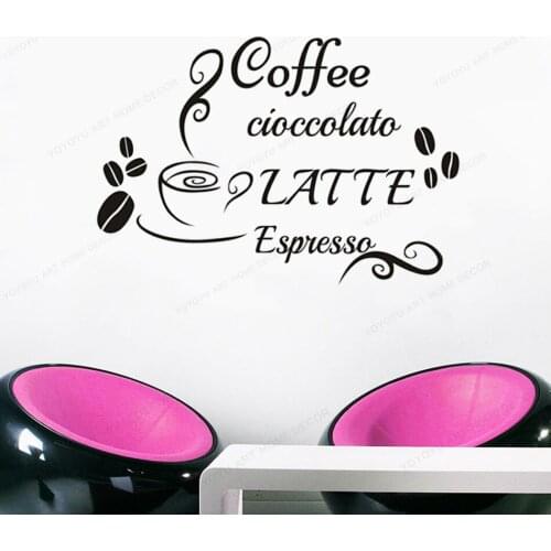 Coffee Cioccolato Wall Decals Latte Espresso wall art Vinyl StickersHJ65