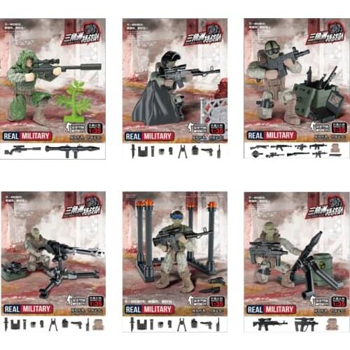 1:36 scale Modern military army action figures america Delta Force mega block ww2 weapon building bricks toys for boys gifts