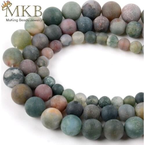 Natural Stone Dull polish Matte India Agates Round Beads For Jewelry Making 6/8/10/12mm Diy Loose Beads Accessories Wholesale