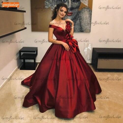 Fashion Red Evening Dresses Long V Neck Lace Up Satin Ball Gown Formal Dress Women Party 2020 Custom Made Sukienka Wieczorowa