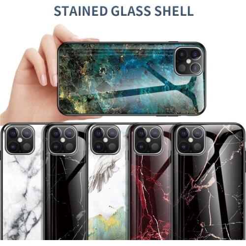 Marble Luxury Tempered Glass Phone Case TPU Protective Hard Cover for Iphone 12 Mini 12 Pro Max 11 6S 5S 7 Plus 8 X XS Max XR SE