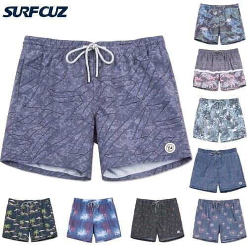 SURFCUZ Mens Vintage Swim Shorts Washed Swimwear Board Beach Shorts Summer Surfing Shorts with Mesh Lining Swimming Short Trunk