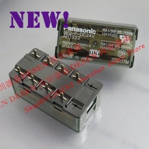 New Power Relay SP2-P-DC24V 15A 8Pins DPDT Coil Voltage 24V DC Coil Resistance 1.92 kOhms AR1322