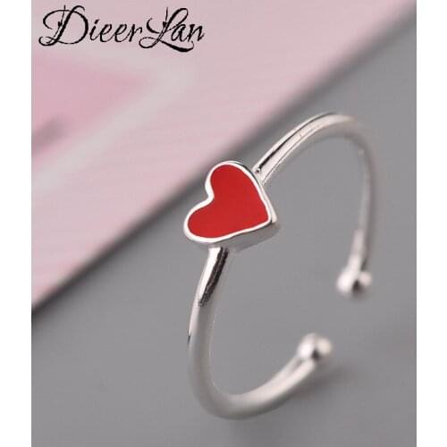 Punk Silver Color Red Heart Finger Rings For Women Antique Ring Christmas Gifts Jewelry 2020