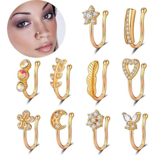 1Pc Butterfly Fake Piercing Nose Ring Clips Heart Clip Nose Ring Also Can Be Ear Clip Cuff Body Jewelry Bijoux Stainless Steel