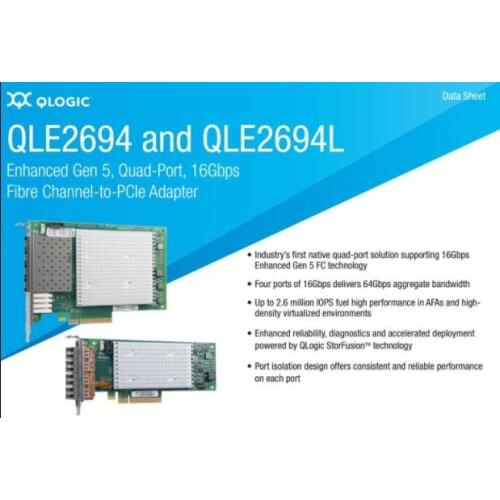 QLogic QLE2694-SR-CK 4-Port Quad 16Gbps Gen 5 SFP+ FC SR-Optic PCIe Controller Fibre Channel Adapters HBA Card