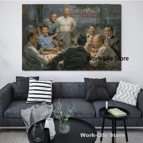 Republican Presidents Playing Poker HD Canvas Posters Prints Wall Art Painting Decorative Picture Modern Home Decor
