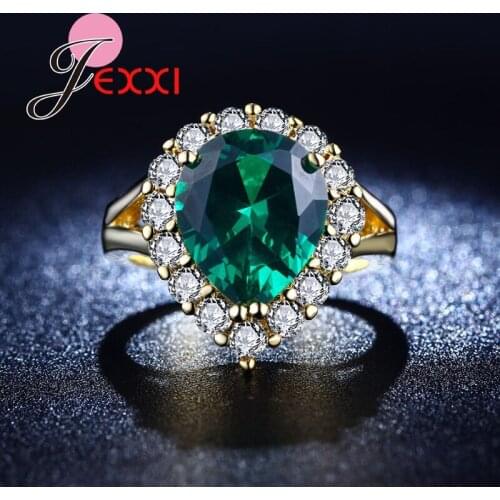 Charms Fashion Cubic Zirconia Stone Blue Heart Pendant Ring for Women Girl Best Gifts 925 Sterling Silver Jewelry