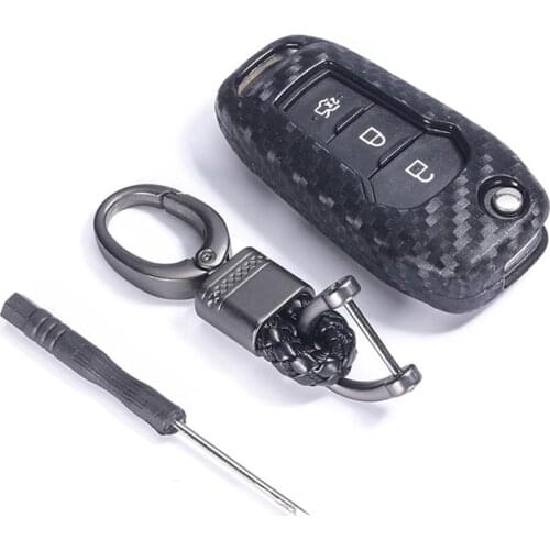 Carbon Fiber silicone Car Key Cover Case Protective Shell For FORD Fusion Fiesta Escort Mondeo Everest Ranger 3 Buttons Folding