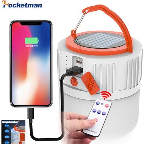 Remote control Super bright Solar LED Bulbs Rechargeable 5 Modes Portable Night Light Solar Charging Torch Lamp Flashlight